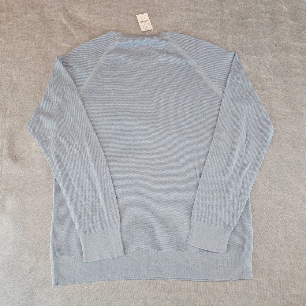 J.Crew Crewneck Sweater Men's XXL Light Blue 100% Cotton Textured Raglan CD617